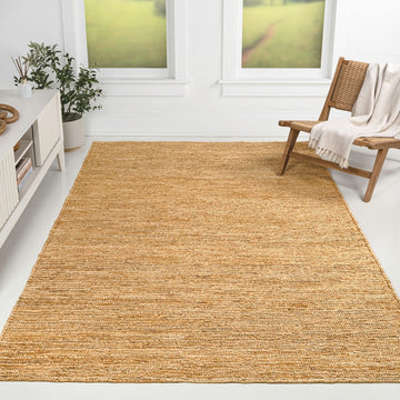 Griffin Rustic Farmhouse Woven Jute Solid Area Rug